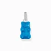 Outlet Grande breloque Ours d’or bleu avec pierres, argent Femme Pendentifs|Pendentifs