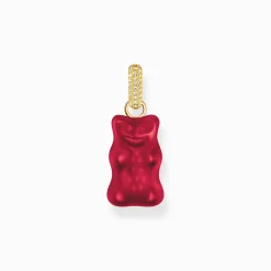 Flash Sale Grande breloque Ours d’or rouge avec pierres, dorée Femme Pendentifs|Placage Or 18 Carats - Argent 925