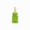 Sale Grande breloque Ours d’or vert avec pierres, dorée Femme Pendentifs|Placage Or 18 Carats - Argent 925