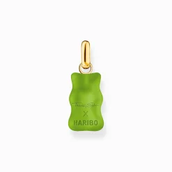 Sale Grande breloque Ours d’or vert avec pierres, dorée Femme Pendentifs|Placage Or 18 Carats - Argent 925