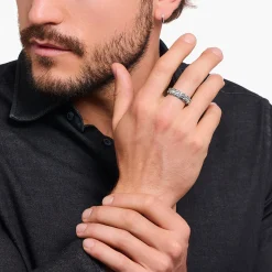 Cheap Large bague écailles de crocodile en argent noirci Femme Bagues|Bagues