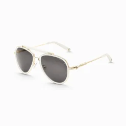 Sale Lunettes de soleil aviateur HARRISON, blanches et beiges-dorées Femme Lunettes De Soleil|Lunettes De Soleil