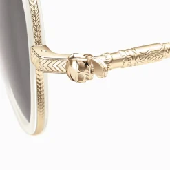 Sale Lunettes de soleil aviateur HARRISON, blanches et beiges-dorées Femme Lunettes De Soleil|Lunettes De Soleil