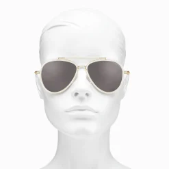 Sale Lunettes de soleil aviateur HARRISON, blanches et beiges-dorées Femme Lunettes De Soleil|Lunettes De Soleil