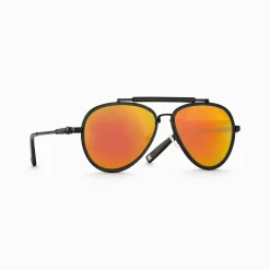 Hot Lunettes de soleil aviateur noires HARRISON, aux verres orange à effet miroir Femme Lunettes De Soleil|Lunettes De Soleil