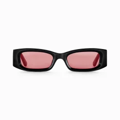 New Lunettes de soleil Kim étroite rectangulaire rouge foncé Femme Lunettes De Soleil|Lunettes De Soleil