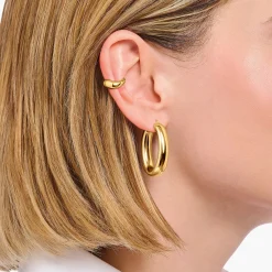 Fashion Manchette d'oreille plaquée or en forme organique Femme Manchettes D'oreilles|Placage Or 18 Carats - Argent 925
