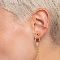 Sale Manchette d’oreille unique perles argent Femme Créoles|Manchettes D'oreilles