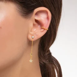 Discount Manchette d’oreille unique perles or Femme Créoles|Manchettes D'oreilles