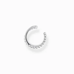 Shop Manchette d’oreille unique double billes d'argent Femme Créoles|Manchettes D'oreilles