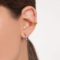 Best Sale Manchette d’oreille unique double billes d'or Femme Créoles|Manchettes D'oreilles