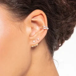 Cheap Manchette d’oreille unique argent double Femme Créoles|Manchettes D'oreilles
