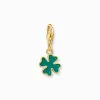Outlet Membre Breloque Charm feuille de trèfle verte dorée Femme Charms|Charms