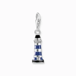 New Membre Breloque Charm phare bleu en argent Femme Charms|Charms