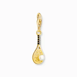 Cheap Membre Breloque Charm raquette de tennis dorée ornée d’une perle Femme Charms|Charms
