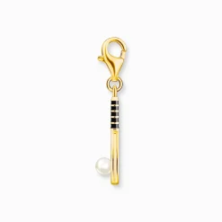 Cheap Membre Breloque Charm raquette de tennis dorée ornée d’une perle Femme Charms|Charms