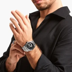 Online Montre automatique argentée de 41 mm avec cadran noir Homme Montres|Montres