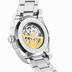 New Montre automatique en argent avec 41 mm, cadran noir et motif acanthe Homme Montres|Montres