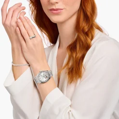 Sale Montre automatique en argent de 36 mm avec emblème de lys Femme Montres|Montres Pour Femmes
