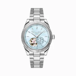 Fashion Montre automatique en argent de 36 mm avec cadran bleu glacier Femme Montres|Montres Pour Femmes