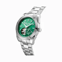 Sale Montre automatique en argent de 36 mm avec cadran vert émeraude Femme Montres|Montres Pour Femmes