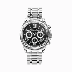 Hot Montre DivineChrono, placage argenté et cadran noir Femme Montres|Montres Pour Femmes