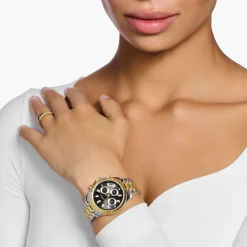 Best Sale Montre DivineChrono, placage doré et cadran noir Femme Montres|Montres Pour Femmes