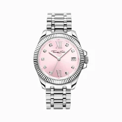 Best Montre pour femme Divine Pink avec pierres blanches argentées Femme Montres|Montres Pour Femmes