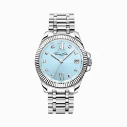 Outlet Montre pour femme Divine Blue avec cadran bleu clair et pierres blanches argent Femme Montres|Montres Pour Femmes