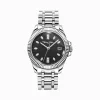 Outlet Montre pour femme Divine Silver avec cadran noir et pierres blanches argent Femme Montres|Montres Pour Femmes