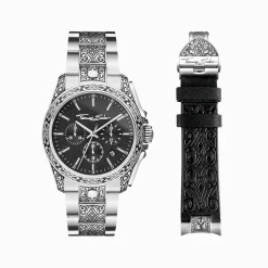 Sale Montre pour homme Rebel at Heart tête de mort argent noir Homme Montres|Montres