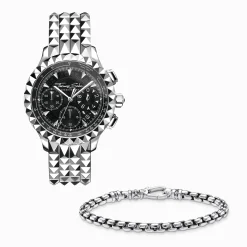 Shop Montre pour homme Rebel at Heart Chronographe argent noir Homme Montres|Montres