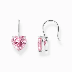 Flash Sale Pendants d’oreilles avec cœur en zircone rose, argent Femme Boucles D'oreilles|Argent 925