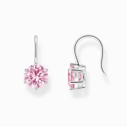 Cheap Pendants d’oreilles avec grande zircone rose, argent Femme Boucles D'oreilles|Argent 925