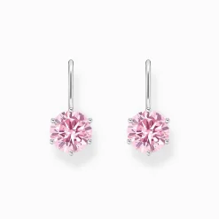 Cheap Pendants d’oreilles avec grande zircone rose, argent Femme Boucles D'oreilles|Argent 925