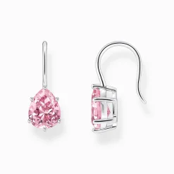 Best Pendants d’oreilles avec goutte en zircone rose, argent Femme Boucles D'oreilles|Argent 925