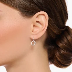 Online Pendants d’oreilles de forme circulaire ornés de gemmes blanches, argent Femme Boucles D'oreilles|Argent 925