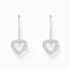 Discount Pendants d’oreilles en forme de cœur ornés de gemmes blanches, argent Femme Boucles D'oreilles|Argent 925
