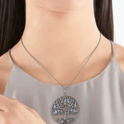 Cheap Pendentif arbre de l'amour argent pierres multicolores Femme Pendentifs