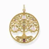 Cheap Pendentif arbre de l'amour or pierres multicolores Femme Pendentifs|Placage Or 18 Carats - Argent 925