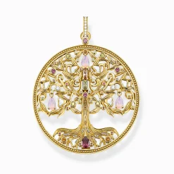 Cheap Pendentif arbre de l'amour or pierres multicolores Femme Pendentifs|Placage Or 18 Carats - Argent 925