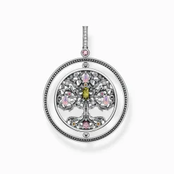Sale Pendentif arbre de l'amour argent pierres multicolores Femme Pendentifs