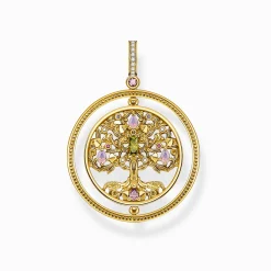 Cheap Pendentif arbre de l'amour or pierres multicolores Femme Pendentifs