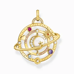 Cheap Pendentif avec anneau planétaire et pierres multicolores plaqué or Femme Pendentifs|Placage Or 18 Carats - Argent 925