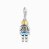 Cheap Pendentif Charm astronaute avec gemmes multicolores en argent noirci Femme Charms|Charms