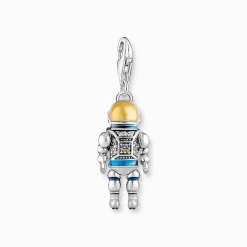Cheap Pendentif Charm astronaute avec gemmes multicolores en argent noirci Femme Charms|Charms