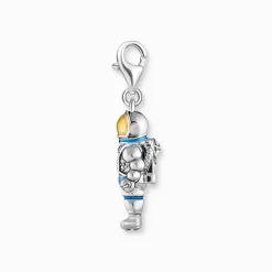 Cheap Pendentif Charm astronaute avec gemmes multicolores en argent noirci Femme Charms|Charms