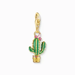 Hot Pendentif Charm cactus vert plaqué or Femme Charms|Charms
