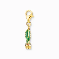 Hot Pendentif Charm cactus vert plaqué or Femme Charms|Charms