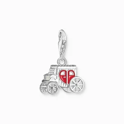 Clearance Pendentif Charm carrosse rouge argent Femme Charms|Charms